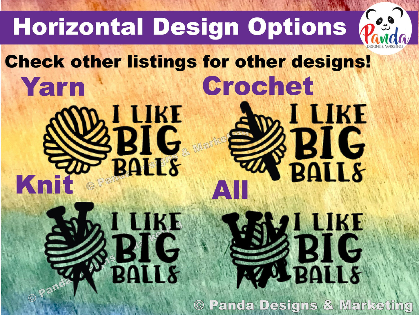 I like big balls of yarn vinyl decal sticker. Horizontal layout.