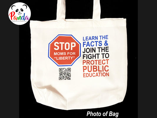 STOP Moms for "Liberty" Tote Bag with QR Code.
