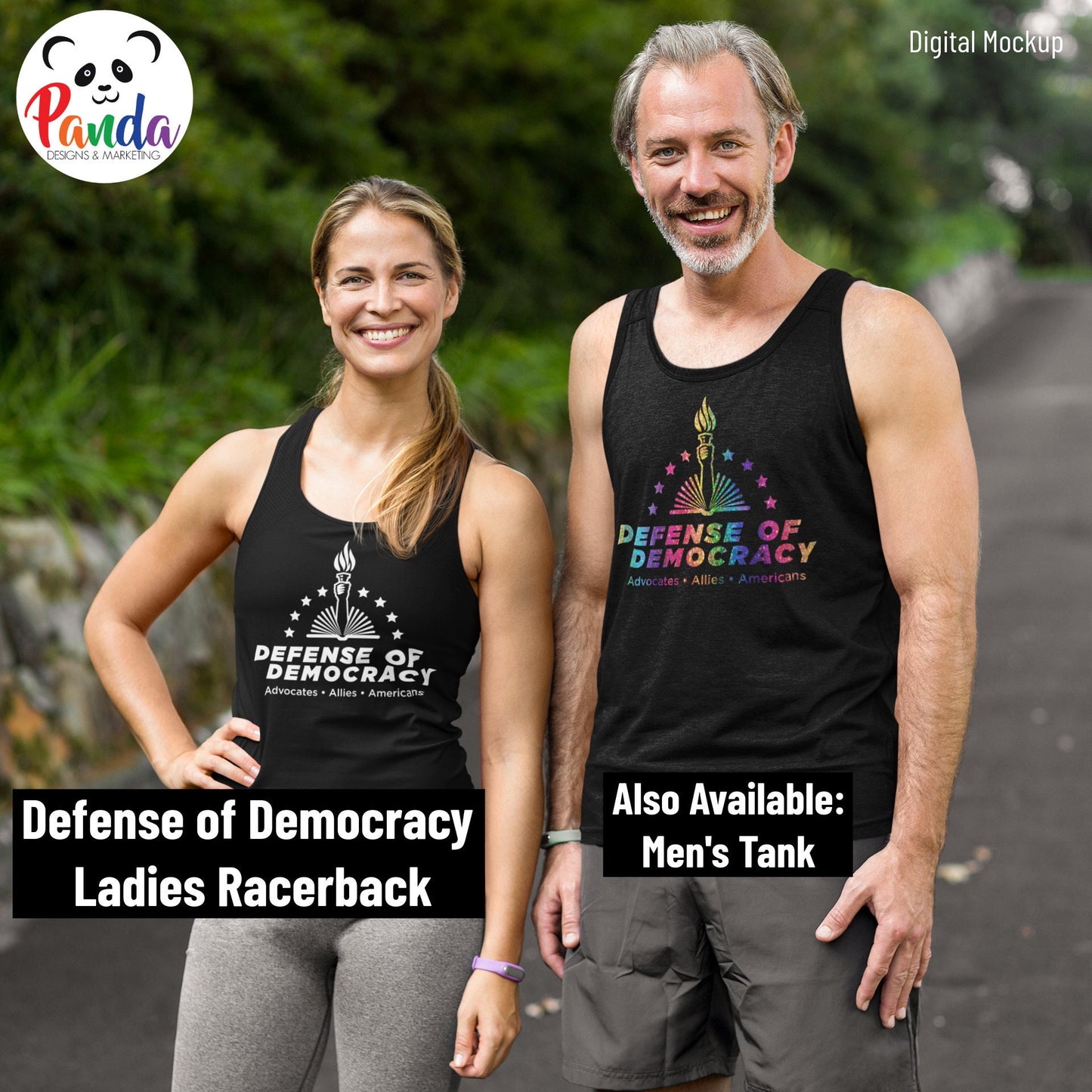 Ladies Racerback Tank Defense of Democracy.