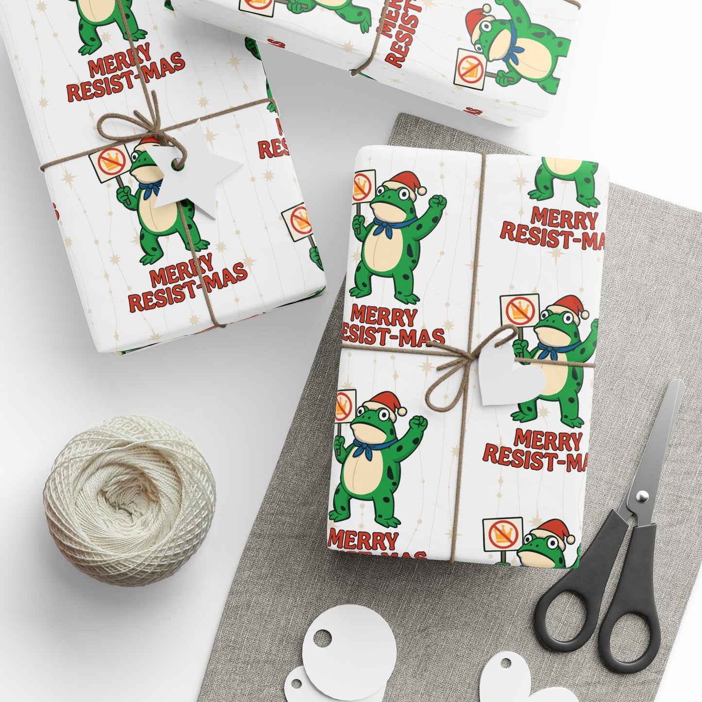 Wrapping Paper — Merry Resist-mas Frog Holiday Gift Wrap
