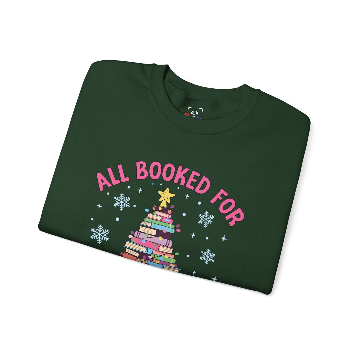"All Booked for Christmas" Cozy Pastel Crewneck Sweatshirt