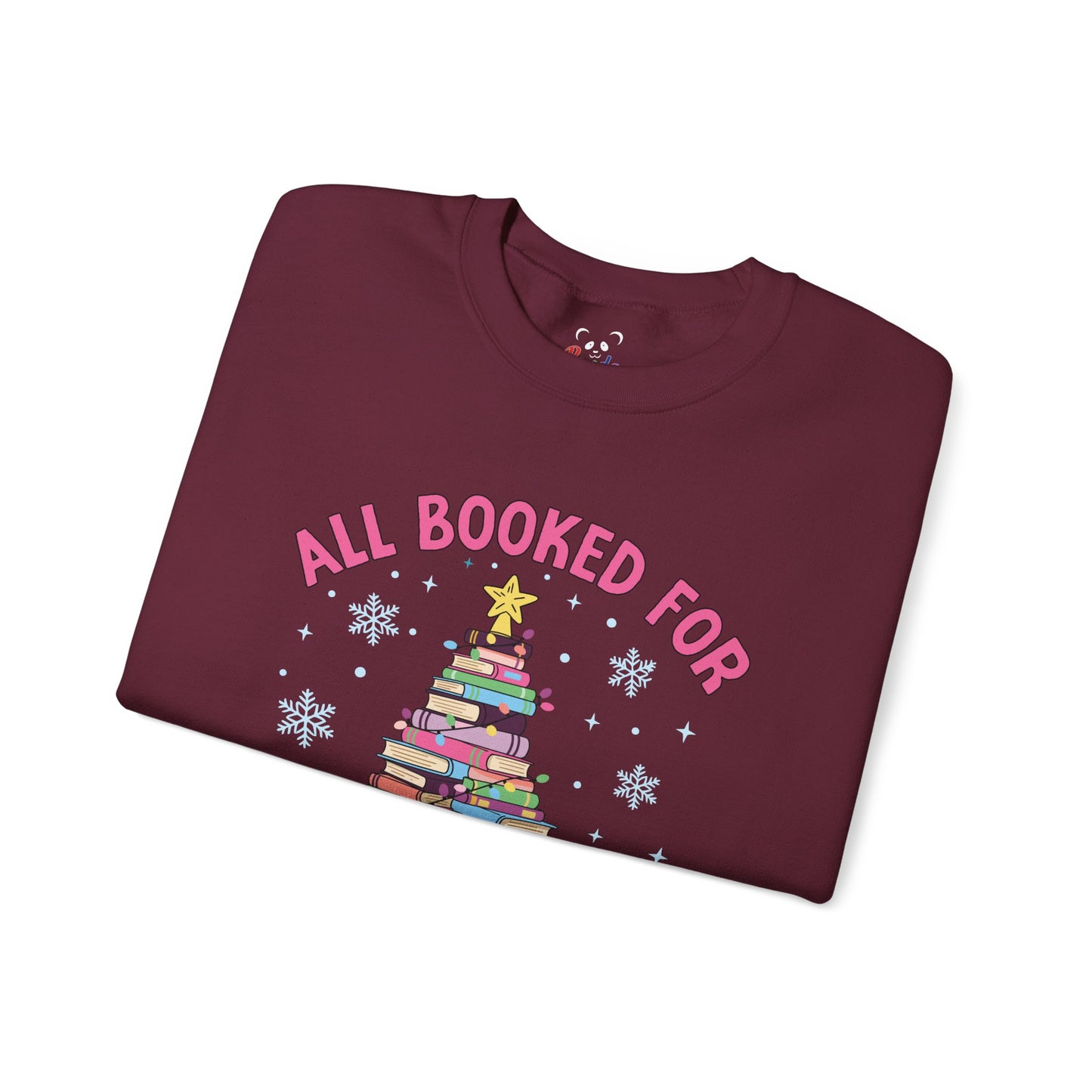 "All Booked for Christmas" Cozy Pastel Crewneck Sweatshirt