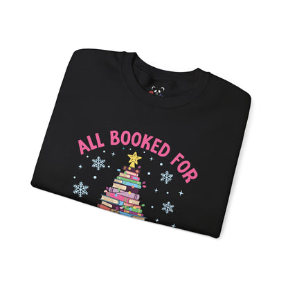 "All Booked for Christmas" Cozy Pastel Crewneck Sweatshirt