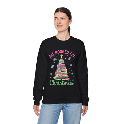 "All Booked for Christmas" Cozy Pastel Crewneck Sweatshirt
