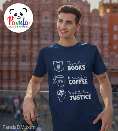 Books, Coffee, & Justice T-shirt