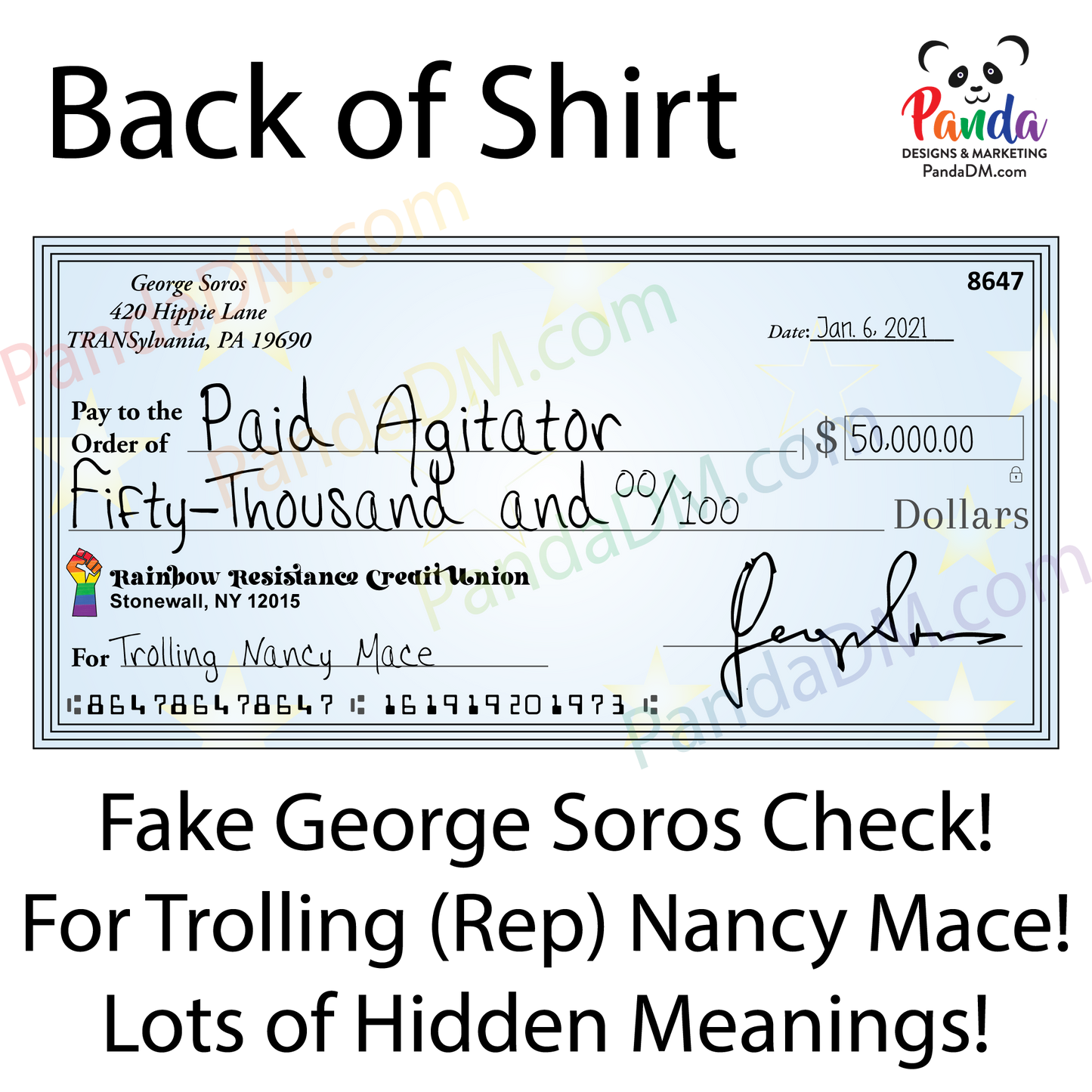 Paid Leftist Agitator Ladies T-Shirts – Nancy Mace x George Soros Check (Special Edition)