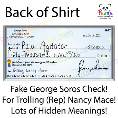 Paid Leftist Agitator Ladies T-Shirts – Nancy Mace x George Soros Check (Special Edition)