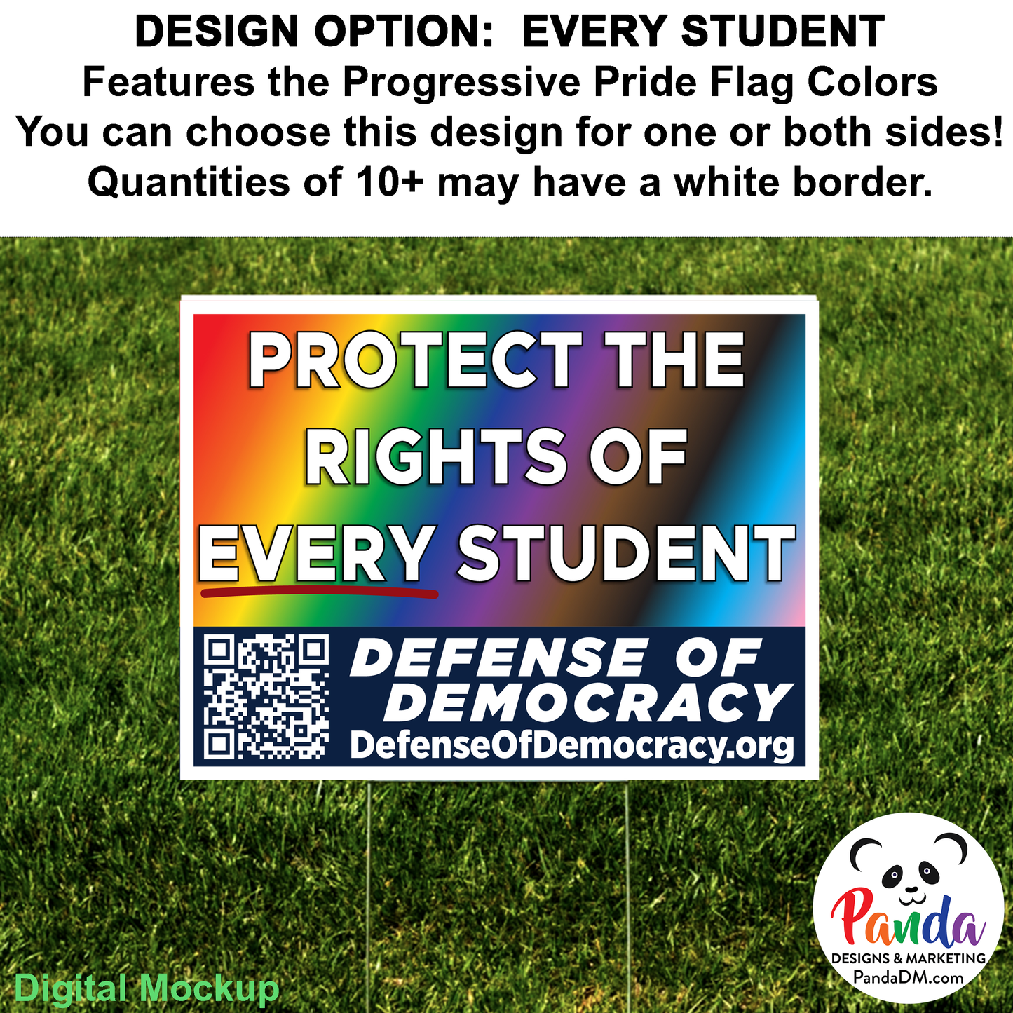 Yard Sign - Multiple Designs or Create Your Own! Defense of Democracy