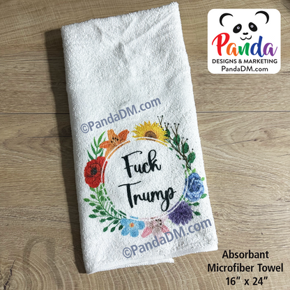 F Trump or F Republics Custom Napkins or Kitchen Towel with pride flowers.