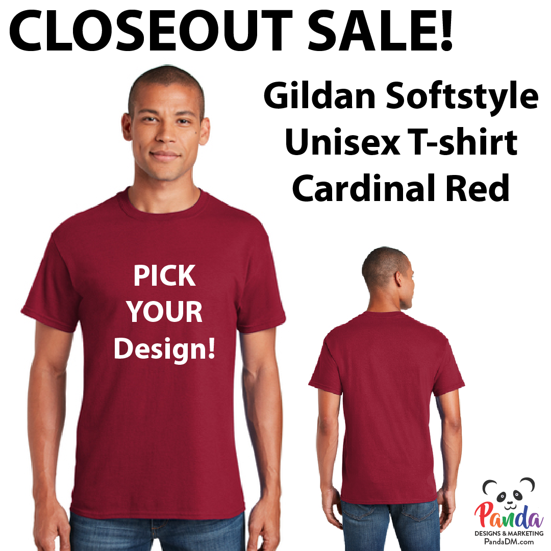Clearance SALE: Cardinal Red Gildan Softstyle Unisex T-shirts