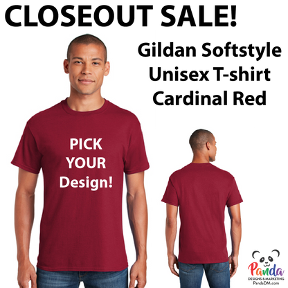 Clearance SALE: Cardinal Red Gildan Softstyle Unisex T-shirts