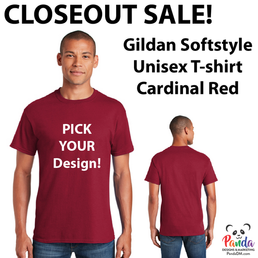 Clearance SALE: Cardinal Red Gildan Softstyle Unisex T-shirts