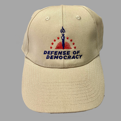 Embroidered Hat - Defense of Democracy Logo on Cotton Twill 6-panel unstructured baseball cap