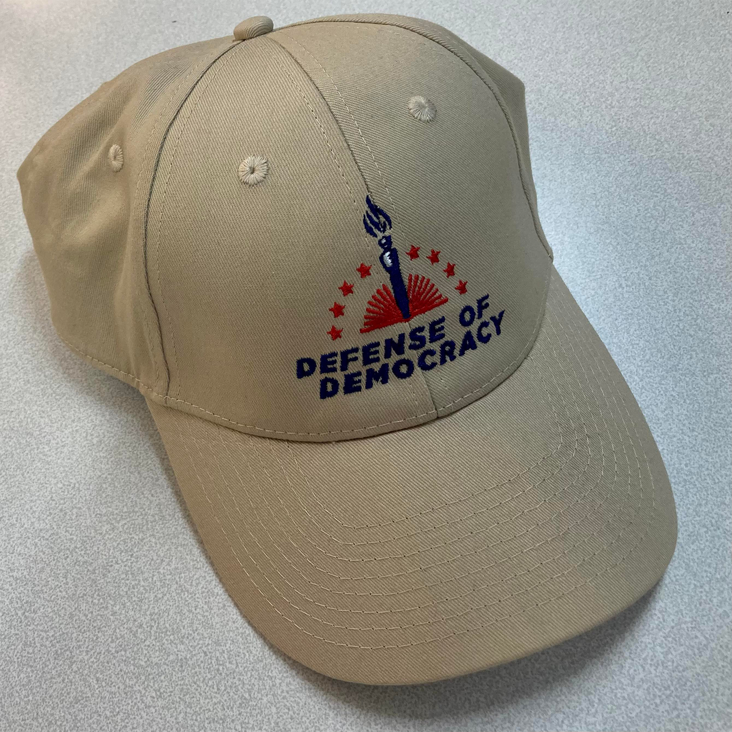 Embroidered Hat - Defense of Democracy Logo on Cotton Twill 6-panel unstructured baseball cap
