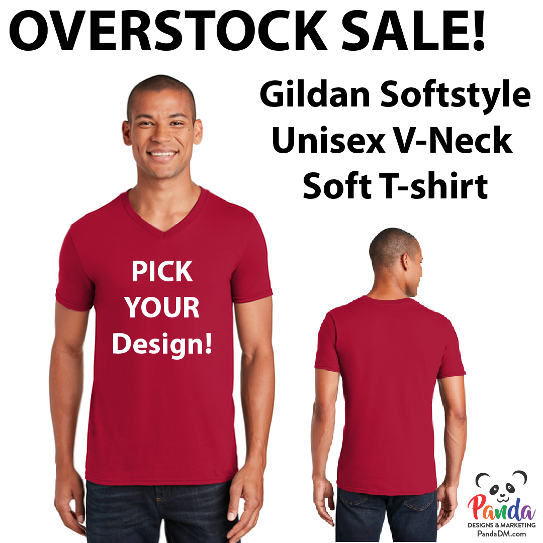 Overstock SALE: Red Unisex V-Neck Gildan Softstyle Unisex T-shirts