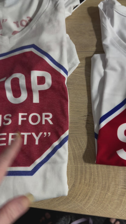 White Stop Moms for Liberty Sublimated T-shirt or Long Sleeve