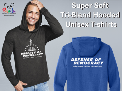Men's / Unisex Hooded T-shirt - Defense of Democracy - Choose your logo and colors!