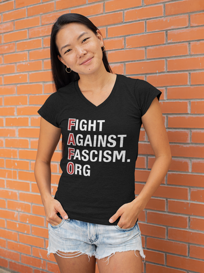 FAFO - Fight Against Fascism. Org Vertical Design - Cotton T-shirts (Unisex, Ladies and Longsleeve)
