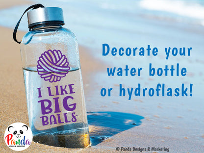 I like big balls of yarn vinyl decal sticker. yarn ball vertical layout. Funny die-cut laptop sticker for wool craft lovers.