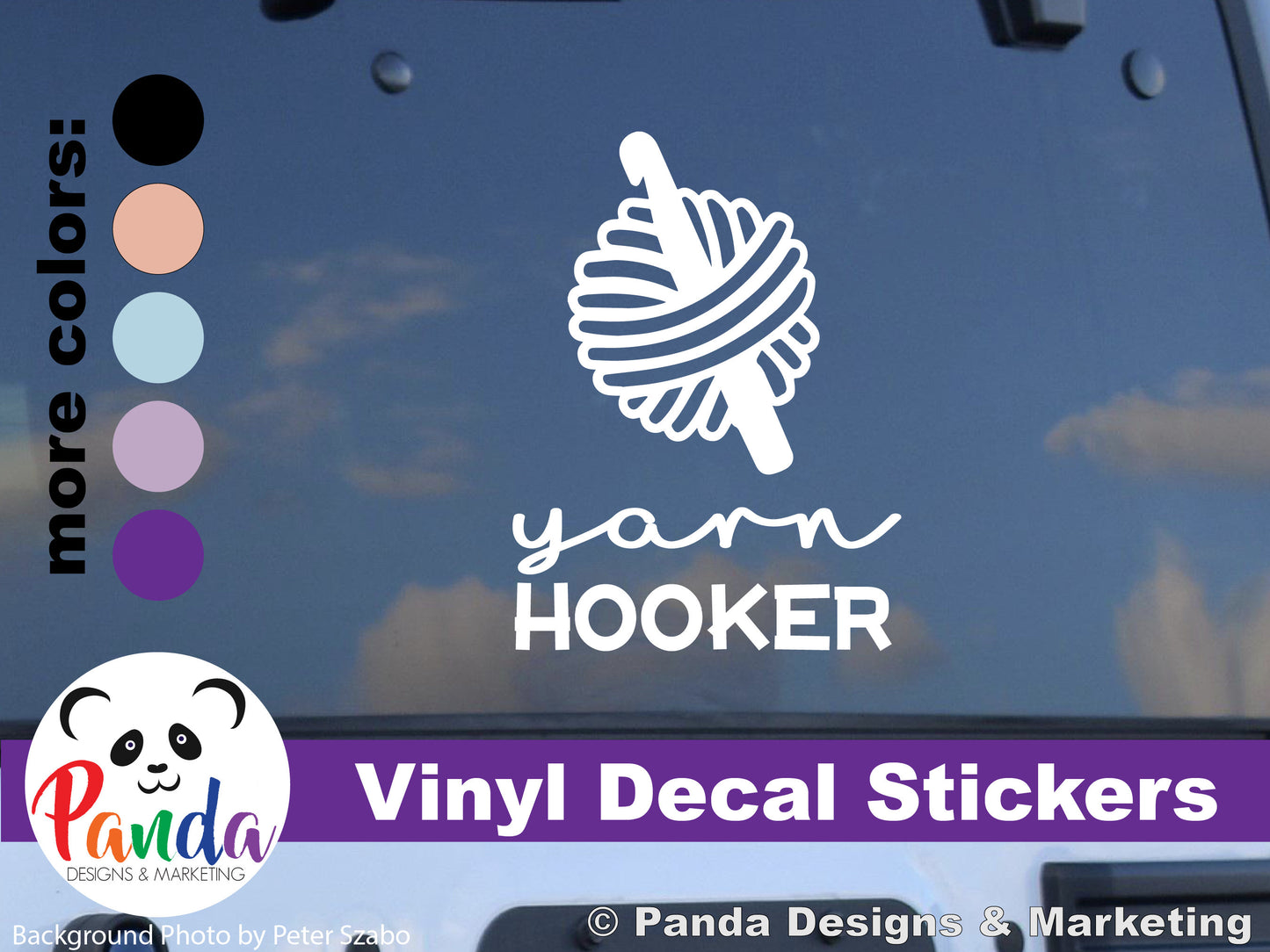 Yarn Hooker Extreme conditions vinyl decal for cars, boots and outdoor use. Funny die-cut sticker withstands elements and lasts. 3M adhesive
