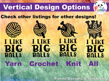 I like big balls of yarn vinyl decal sticker. Horizontal layout.