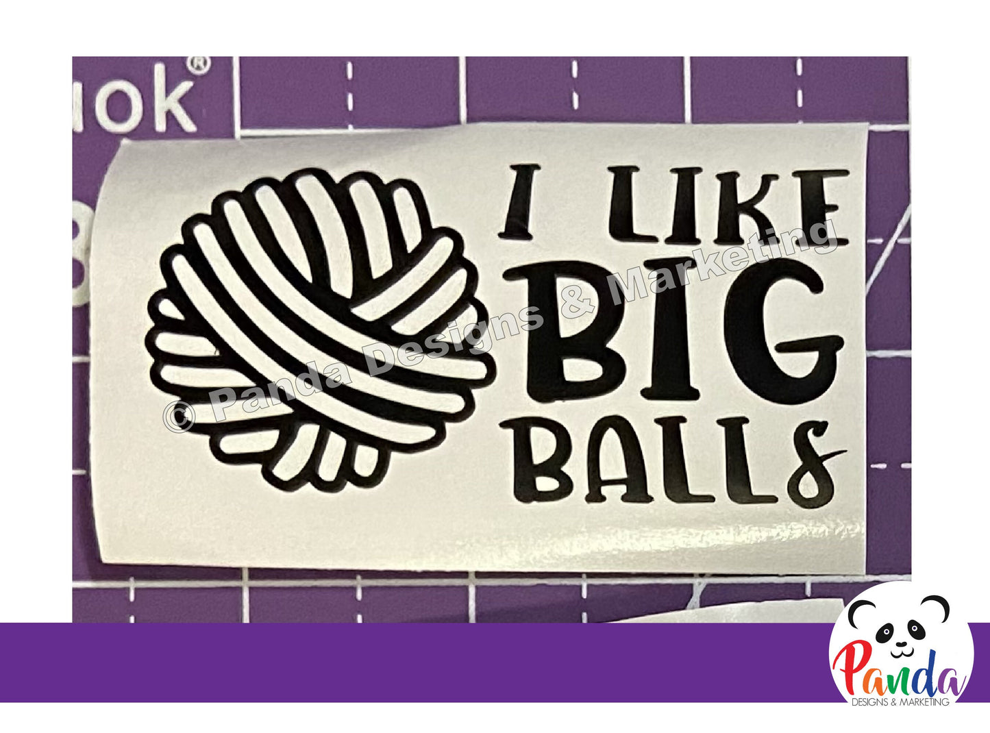 I like big balls of yarn vinyl decal sticker. Horizontal layout.