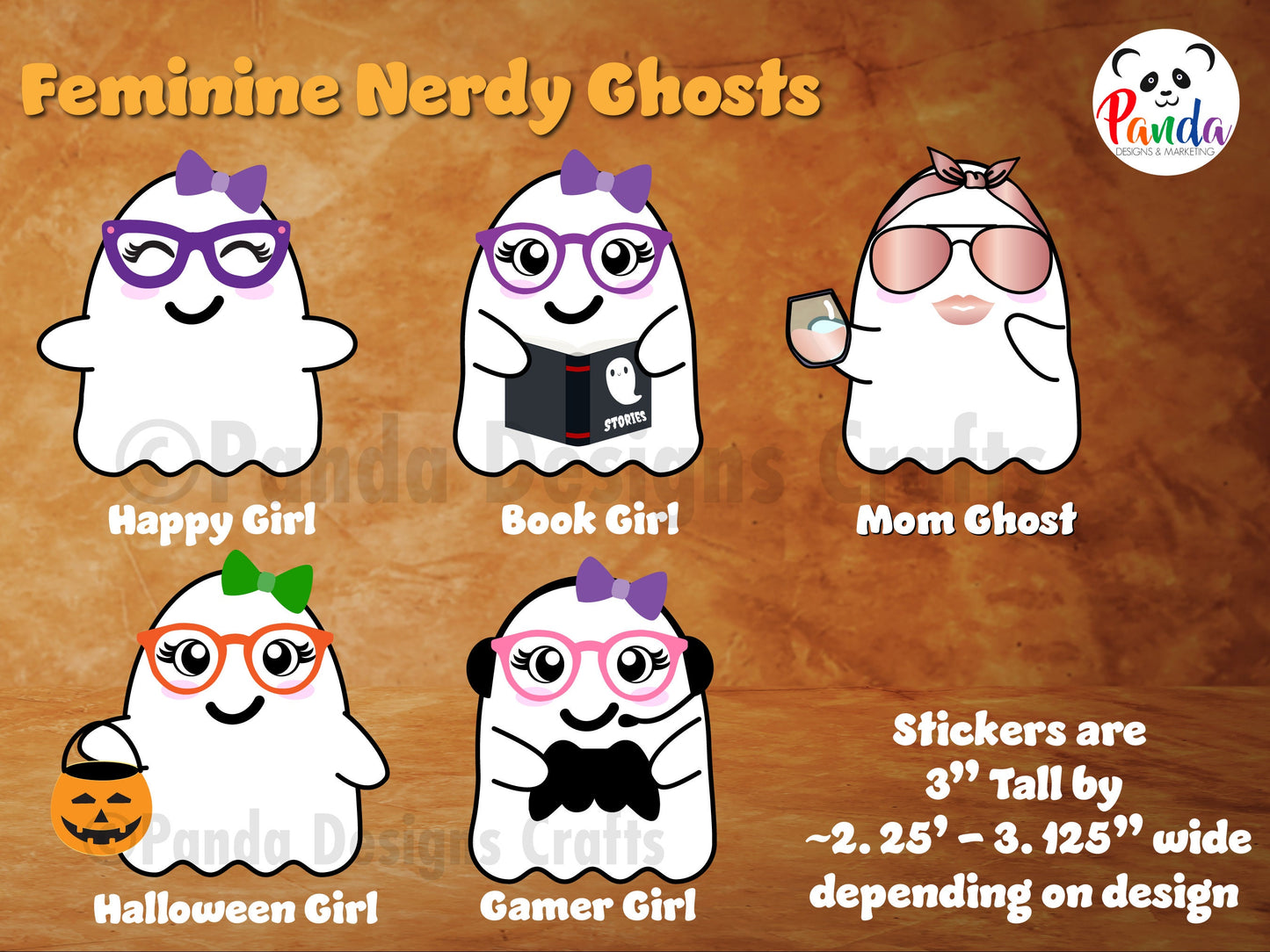 Nerdy Ghost Vinyl Stickers! 10 designs. Water resistant, cute halloween ghosts with glasses, dapper, book lover, decal, gamer, mom and dad.