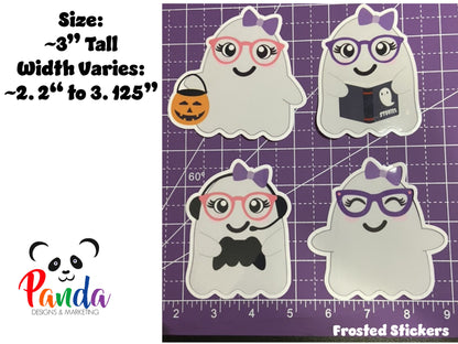 Nerdy Ghost Vinyl Stickers! 10 designs. Water resistant, cute halloween ghosts with glasses, dapper, book lover, decal, gamer, mom and dad.