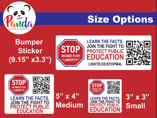 STOP Moms for Liberty QR code full color vinyl sticker