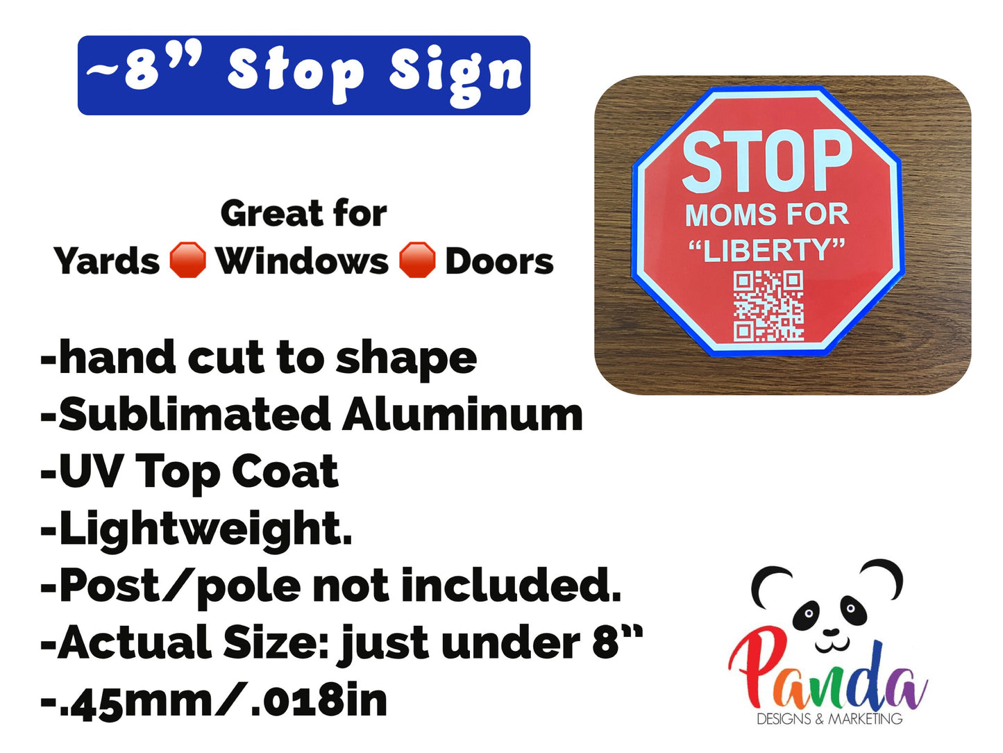 STOP Moms for Liberty 8" Aluminum STOP Sign