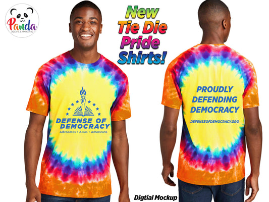 Proudly Defending Democracy Rainbow Tie Die Defense of Democracy T-shirt