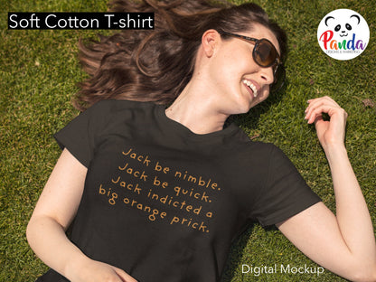 Jack be nimble, Jack be quick, Jack indicted a big orange… T-shirt (Unisex crew or ladies v-neck)